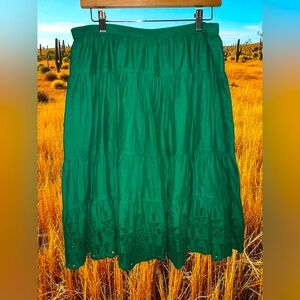 Old Navy Women's‎ Kelly Green Tiered 100% Cotton Midi Skirt size M EUC